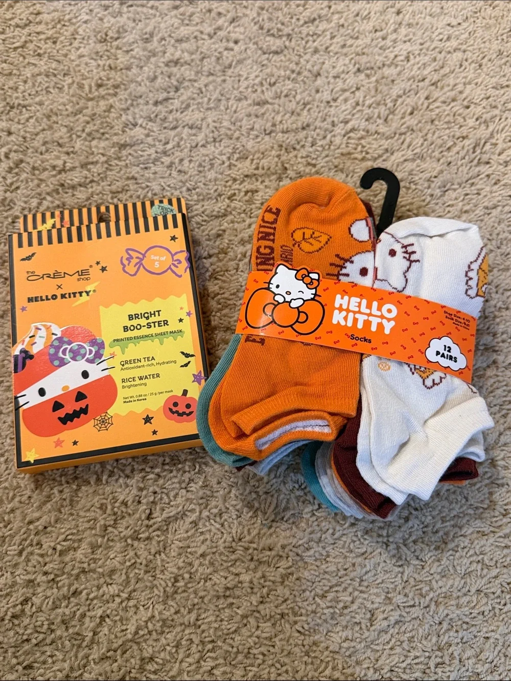 Hello Kitty Ankle Socks - Orange, White & Teal Accents